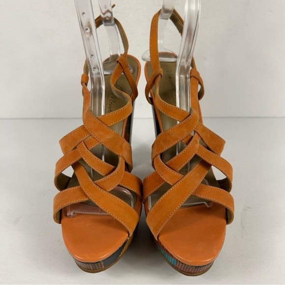 ❤️ Mayuela Mendoza Orange Multi-Color Platform Sandals Size 9 - Picture 3 of 8